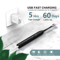Nouvelle brosse à dents électrique 6 vitesses pour adultes à la maison Brosse à dents sonique rechargeable à chargement USB Brosse à dents électrique de voyage