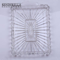 Plateau de service rectangulaire en cristal transparent de 16.1 pouces assiettes de fruits décoration plateau en cristal pour cadeau de fête de mariage