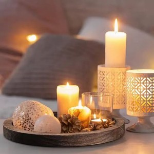 Vassoio Portacandele Rotondo Minimalista Ecologico, Centrotavola Retrò, Decorazione Rustica per la Casa - Product Image 1