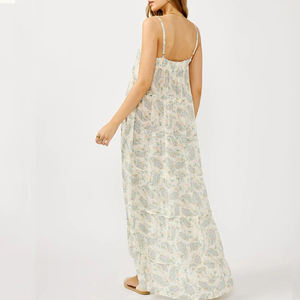 OEM custom Bohemian print multi-layered ruffle beach <b>dress</b> high-quality flowy 100% rayon maxi <b>dress</b> - Product Image 3