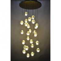 Lustre suspendu rond de grande taille en verre transparent, design moderne, pour villa, salon, restaurant, bronze