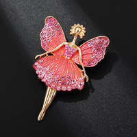 Broches en alliage plaqué or avec strass, version coréenne, motif danseuse de ballet, pour vêtements féminins, vente en gros d'usine