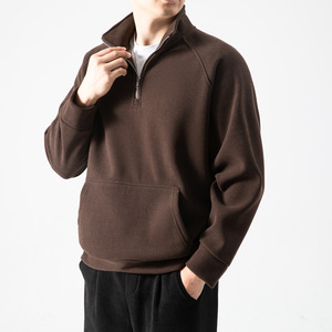 Sudadera con capucha de media cremallera para hombre, de felpa francesa de 420G, con estampado digital personalizado, cuello alto, OEM ODM - Product Image 1