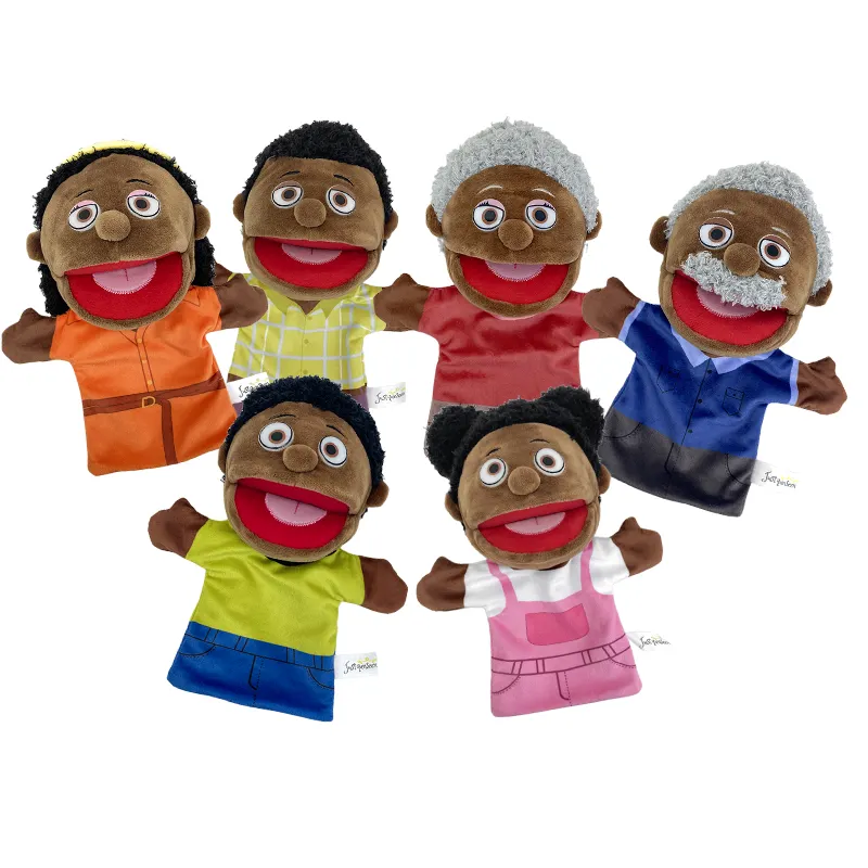 Produsen keluarga Afrika boneka jari mainan lembut boneka tangan hewan untuk anak-anak