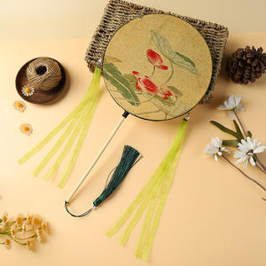 Abanicos de Mano Redondos de Seda Bordados a Mano con Diseño de Palacios Florales Estilo Chino, para Baile, Regalo de Boda, Recuerdo de Fiesta - Product Image 2