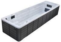 Piscina Moderna Infinita con Spa, Jacuzzi Exterior de Acrílico con Sistema Balboa y Turbina, Piscina Elevada para Jardín de Hotel