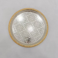 Grand plateau de service rectangulaire en or, miroir, style arabe du Moyen-Orient, plateau de table pour la maison, ensemble de plateaux marocains avec poignée en métal