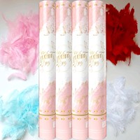 Canon à Confettis Blanc Papillon & Plumes & Confettis Ronds, Lanceur Manuel Torsadé pour Mariage, Accessoire Festif – Offre Spéciale