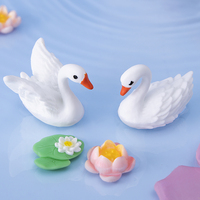 Figurines d'animaux miniatures en résine en gros, ornement cygne blanc, figurine d'amour, Saint-Valentin, mariage, miniatures de jardin féerique, décoration