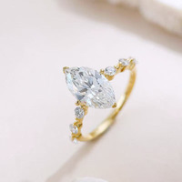 Bagues en diamant de laboratoire jaune 18 carats, style marquise, polyvalentes, empilables, pour femmes, bijoux fins