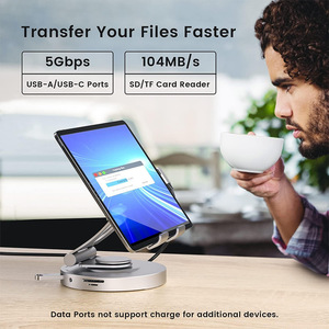 Soporte para tableta de 360 grados y soporte para computadora portátil con USB C Hub PD Estación de acoplamiento de TV 2. 2 4K 60Hz para <span class=keywords><strong>iPad</strong></span> Pro 13 2023 en stock - Product Image 3
