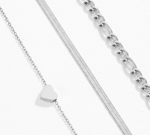 Juego de Joyería de 3 Piezas Chapado <span class=keywords><strong>en</strong></span> <span class=keywords><strong>Oro</strong></span> para Mujer, Elegante y Moderno, con Pulseras Apilables de Eslabones Cubanos y Cadena, Regalo de Moda - Product Image 5