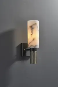 קיר מנורת רטרו שינה לילה קיר מנורת אור שיש חלבית זכוכית קיר הר תאורה