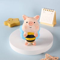 Ornement sculpté en bois abeille cochon, décoration de bureau créative et mignonne, cadeau pour stand transfrontalier