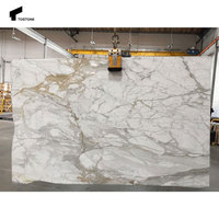 Dalle de marbre massif naturel haut de gamme Tostone Calacatta Gold, polie, pour meuble-lavabo de salle de bain de villa résidentielle moderne et plan de travail de cuisine