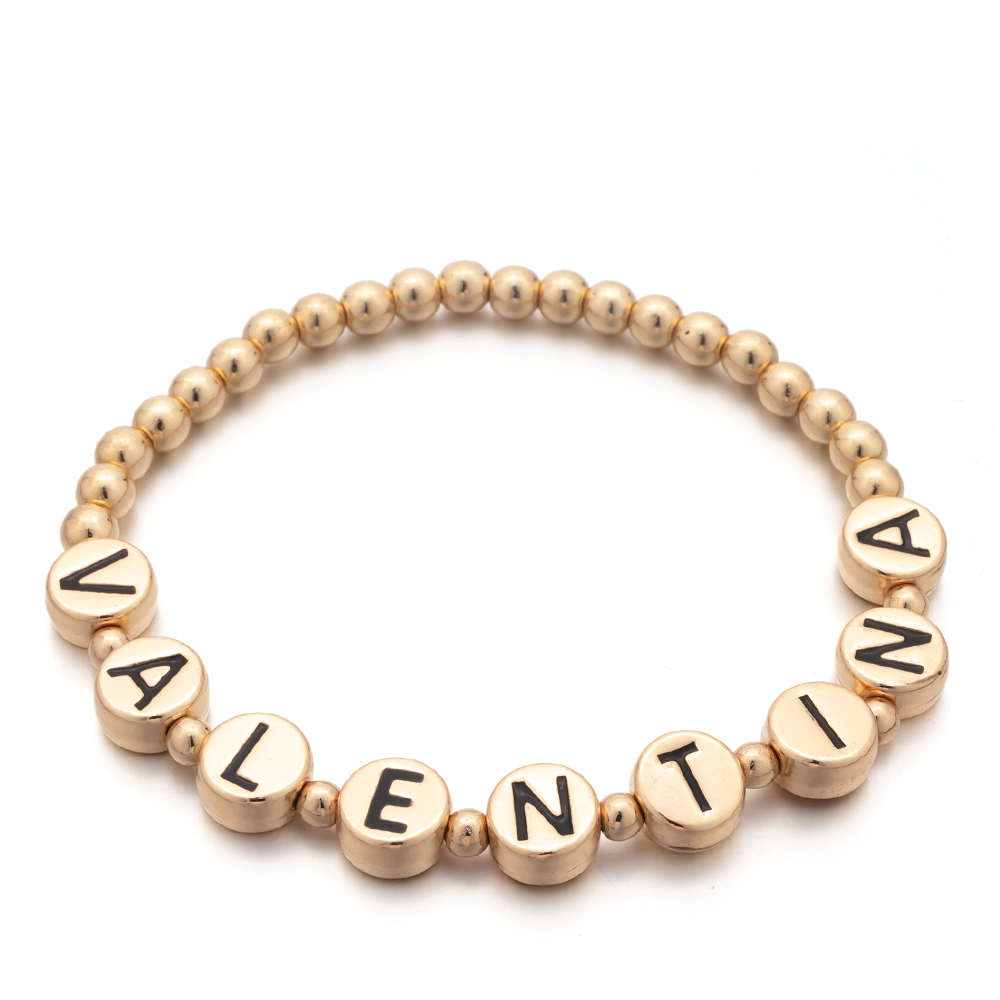 New Fashion Schmuck Custom Gold Pisa Perlen Armreif Black Letter Armbänder für Mädchen Geschenk