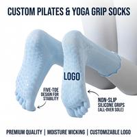 Chaussettes de yoga et de Pilates antidérapantes à logo personnalisé, à volants, en coton, à cinq doigts, pour barre, gym, fitness, danse, antidérapantes, pour femmes, OEM ODM