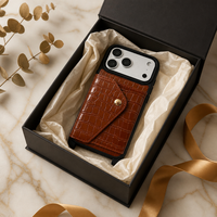 Étui de téléphone en cuir véritable avec cordon de cou, texture Gator, protection intégrale pour iPhone 18 Pro Max Duo