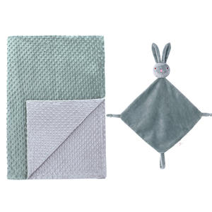 Ensemble cadeau de 2 pièces couette et couverture pour bébé en peluche douce à pois Minky de Pâques - Product Image 1