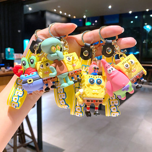 Nuovo Design Portachiavi 3D con Due <span class=keywords><strong>Personaggi</strong></span> dei Cartoni Animati Americani, <span class=keywords><strong>SpongeBob</strong></span> e Patrick Star in PVC e Silicone per Auto e Borse - Product Image 2