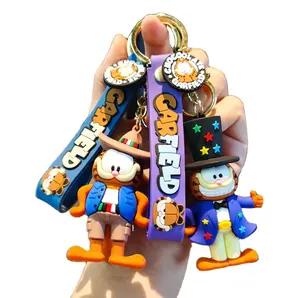 Manufacturer 3d Pvc Plastic Kids Cute Cartoon Designer Car Key Chain Ring Toy Cowboy Cat Keyring Keychain