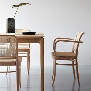 Fauteuil de salle à manger moderne de luxe en bois massif avec cannage en rotin, design simple et nouveau - Product Image 5