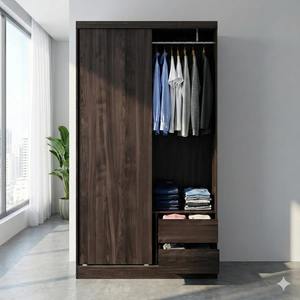 Armoire de luxe en bois de haute qualité avec portes coulissantes doubles et 2 tiroirs - Product Image 1