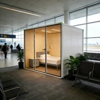 Cabine de bureau insonorisée moderne en aluminium pour immeuble de bureaux - Cabine de conférence vidéo insonorisée 6+6 en verre rapide