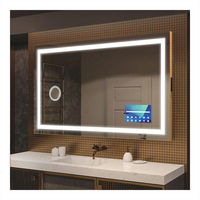 Nouveautés : Miroir intelligent Android rectangulaire moderne avec écran tactile LED, miroir magique pour l'exercice et la télévision, couleur argent, pour salle de bain