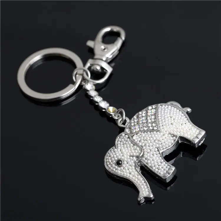 New creative elephant key chain cute animal keychains car keyring alloy metal rhinestone elephant keychain
