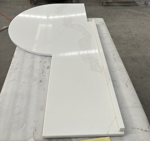 Phong cách hiện đại Đá Nhân Tạo TV đơn vị bảng Tops đồ nội thất Trắng thạch anh TV đứng Countertop P hình dạng bàn cho phòng khách - Product Image 5