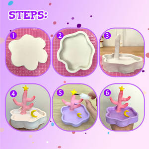 Ensemble de plateaux de rangement pour bijoux faits <span class=keywords><strong>à</strong></span> la main en argile <span class=keywords><strong>à</strong></span> séchage <span class=keywords><strong>à</strong></span> <span class=keywords><strong>l</strong></span>'<span class=keywords><strong>air</strong></span> en gros Kit de poterie avec argile - Product Image 2