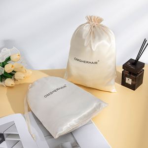 Sac à cordon en tissu satiné, emballage cosmétique en soie, sacs de rangement personnalisés pour bijoux - Product Image 2