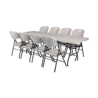 Table pliante rectangulaire moderne en résine plastique HDPE de 244 cm, best-seller, avec pieds en acier pliables pour hôpitaux et hôtels