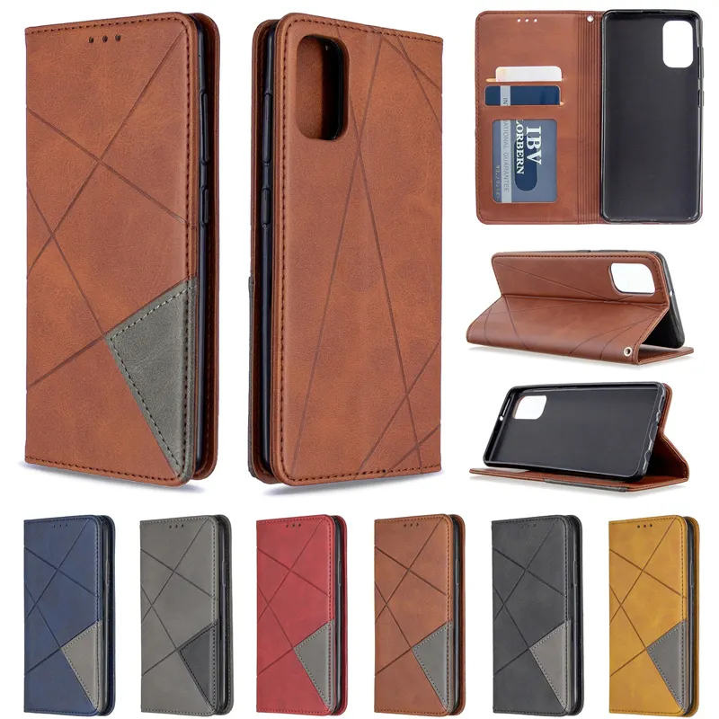 Business Style Magnetic Prismatic Leather Phone Case For Huawei Y6P Y5P P40 P30 Pro Nova 7i P Smart 2020