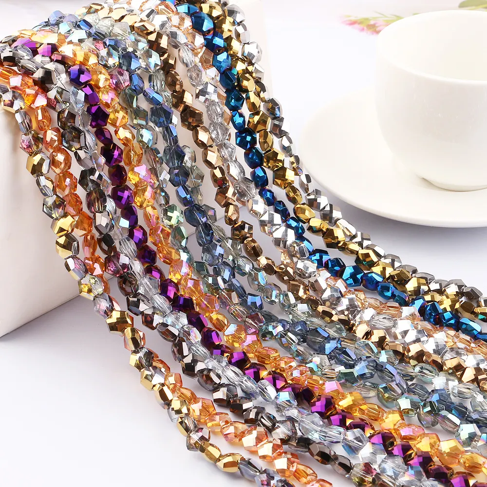 Mặt Lục Giác Crystal Beads Đối Với Trang Sức Làm 6/8Mm Mạ Glass Beads Đối Với DIY Charming Pendant Necklace Phụ Kiện
