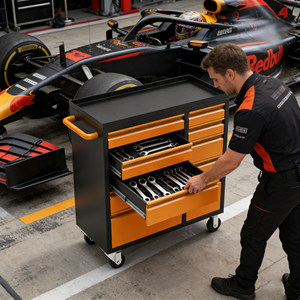 10 दराज उपकरण ट्रॉली स्टील उपकरण बॉक्स व्हील पर मोबाइल कार्यशाला भंडारण गाड़ी - Product Image 5