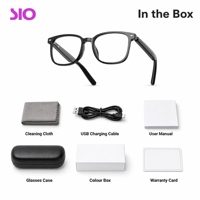 Lunettes Audio Intelligentes 5.4 à Oreille Libre, Lunettes de Soleil Musicales à Double Commande Tactile, Verres Transparents, Chargement Magnétique USB