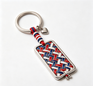 Custom Woven Metal Key Chain Stainless Steel <b>Keyring</b> Pendant Heart <b>Charm</b> Gift Souvenir - Product Image 3