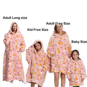 Warm Thick <strong>Oversized</strong> Wearable <strong>Blanket</strong> <strong>Hoodie</strong> for Winter Giant Polyester <strong>Blanket</strong> with Sleeves Cartoon Animal Print - Product Image 6