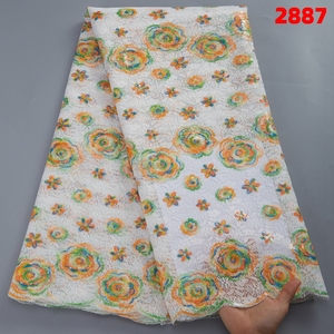 Dentelle africaine à sequins pour mariage, tissu en soie <span class=keywords><strong>de</strong></span> lait française, tulle <span class=keywords><strong>de</strong></span> haute qualité 2022, dentelles en maille pour robe <span class=keywords><strong>de</strong></span> mariée nigériane pour femme 2887 - Product Image 3