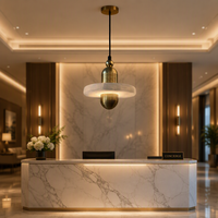 Lustre LED nordique en marbre et albâtre, mini lampe suspendue au plafond avec finition dorée et garantie de 3 ans pour la décoration intérieure