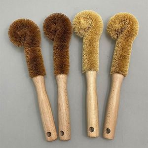 Long Wooden Handle <b>Coconut</b> Fibers Bristles Cleaning Brush for Glass Bottle <b>Cup</b> - Product Image 1