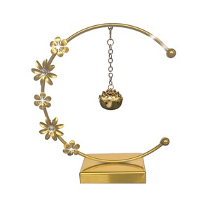 <b>Gold</b> Metal Flower Wreath Hanging Ornament Art Deco Decorative <b>Sculpture</b> for Home Office Living Room Gift - Product Image 1