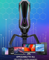 Microphone à condensateur USB de studio - Réduction du bruit, éclairage RGB, portable et léger, filaire pour jeux sur ordinateur et conférences