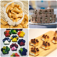Moules en Silicone 2 en 1, en forme d'os de patte de chien, de qualité alimentaire, 8 cavités, pour le chocolat, la gelée, les gâteaux et la gelée, desserts pour chien