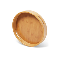 Plateau rond décoratif personnalisé de table à thé et à café d'hôtel Plateau de service en bambou avec poignées pour rayons de service en bois de restaurant