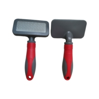 Brosse de toilettage pour chats avec manche ergonomique violet écologique en acier inoxydable et plastique et tête rectangulaire noire