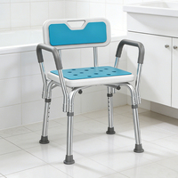 Chaise de douche et de toilette pour personnes âgées et handicapées, avec accoudoirs portables, base stable, outils de réglage de la hauteur, sécurité dans la salle de bain