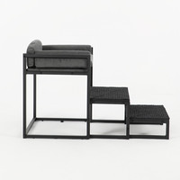 Chaise longue pliable surélevée pour animaux de compagnie avec échelle d'accès, coussin en éponge amovible, lit surélevé pour chiens et chats de petite/moyenne taille